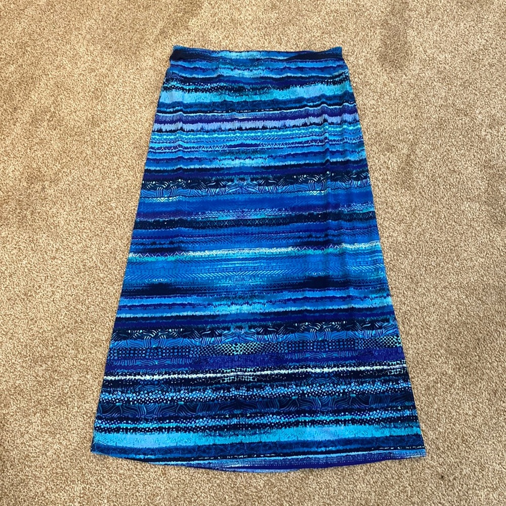 Blue Print Long Skirt